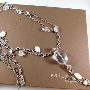 Silpada Sterling Silver Crystal Pearl Tassel Long Necklace